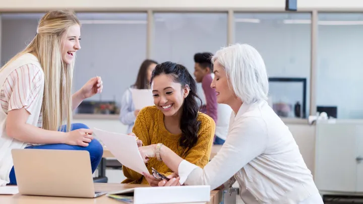 Adult students working in a small group