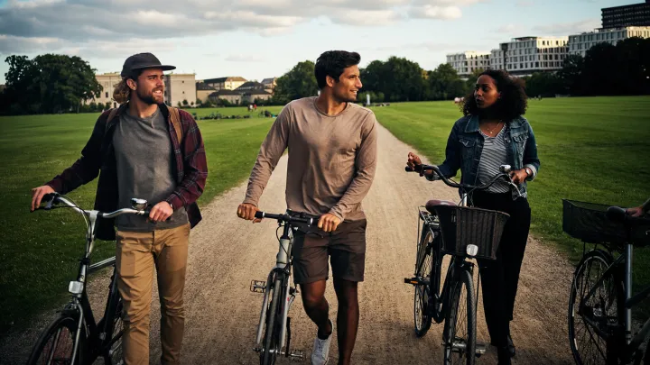 Students with bicycles