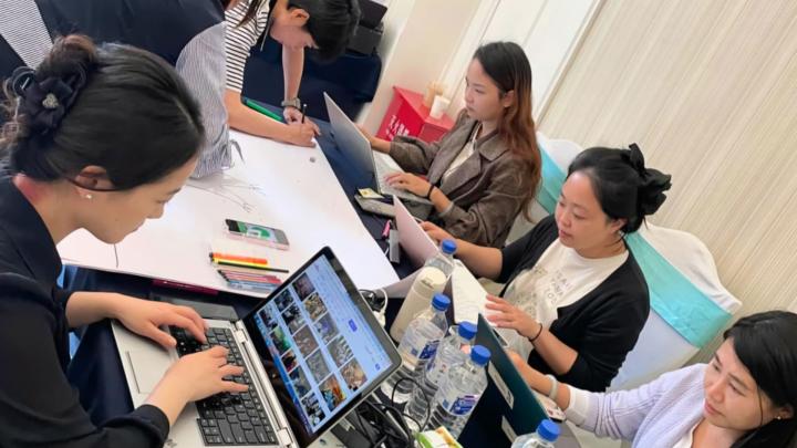 Chinese students working on computers