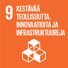 YK:n kestävän kehityksen tavoite 9 : Kestävää teollisuutta, innovaatioita ja infrastruktuureja.